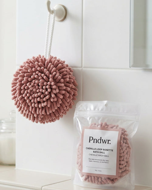 Pndwr Chenille Loop Rosette Bath Ball Dusty Rose - Lifestyle view